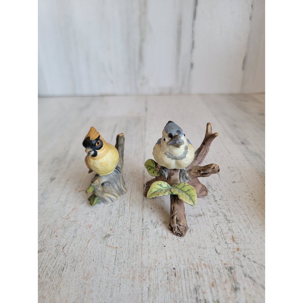 Lefton mini blue bird red cardinal figure vintage‎ home set decor